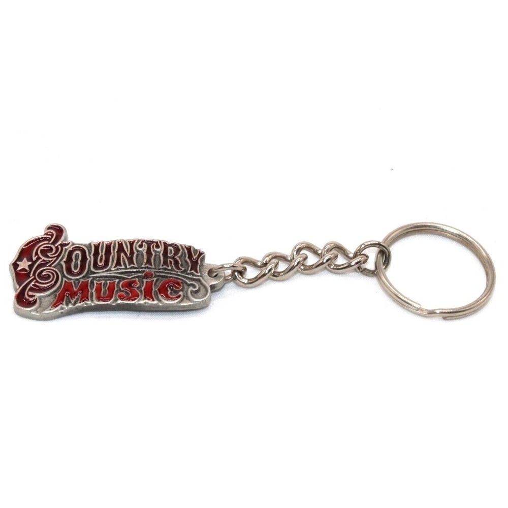 VTG 1987 Pewter COUNTRY MUSIC Key Chain Red Fine Pewter USA